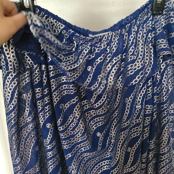 Michael Michael Kors Metallic Chain Link Print Off the Shoulder Ruffle Top XXL - Picture 6 of 8